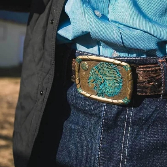 Montana Silversmiths Woven Traditions Native Chief Heritage Buckle NEW MSRP $50 - Picture 5 of 9